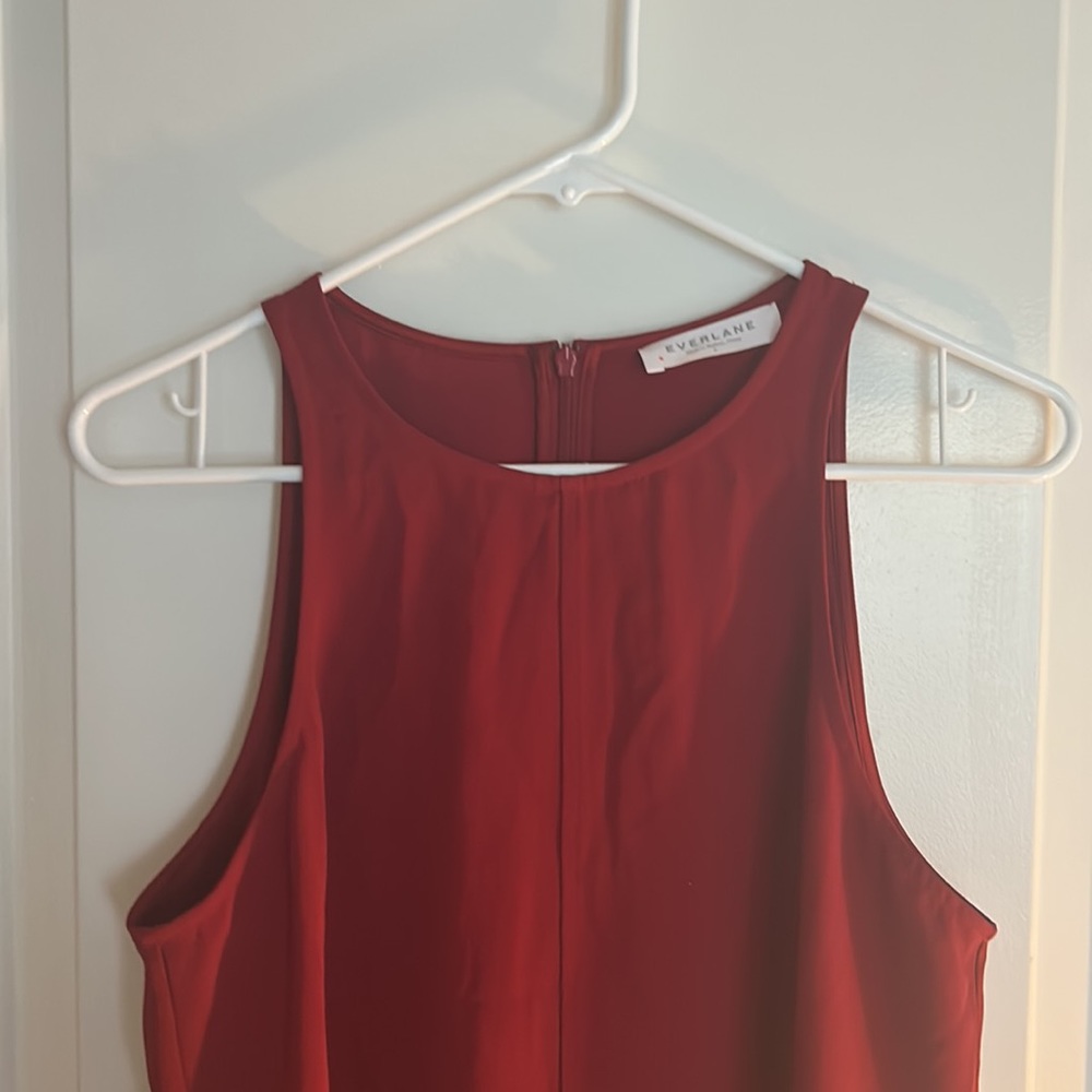 Everlane Japanese GoWeave Crimson Red Sleeveless Shift Mini Dress 8 - Picture 4 of 7
